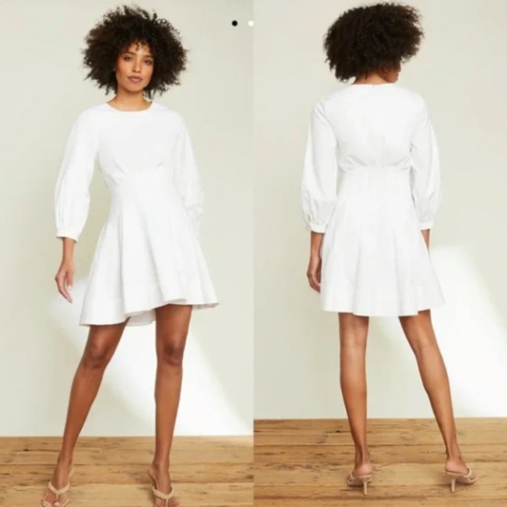 Veronica Beard White Mini Fit-and-Flare Dress